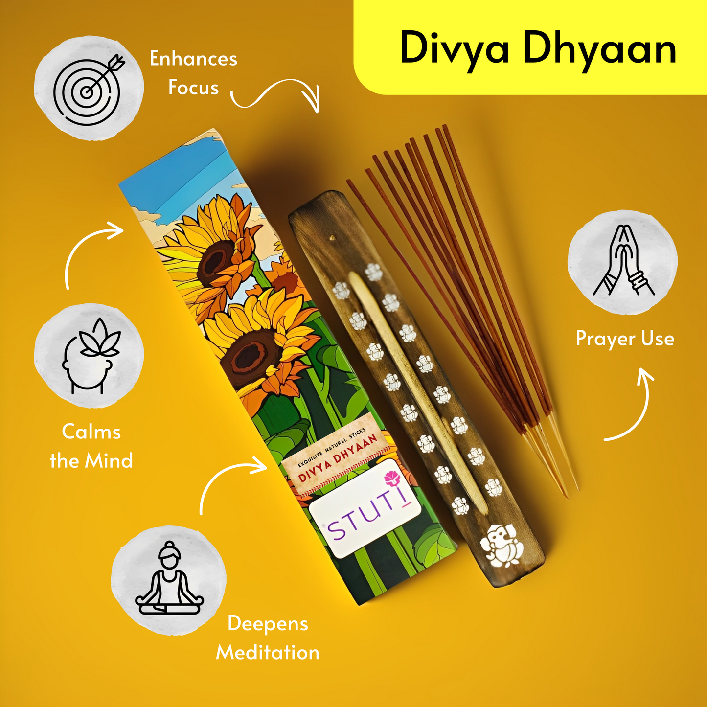 STUTI Premium Agarbatti for Pooja | Lavender Lilly & Divya Dhyaan (Pack of 2)